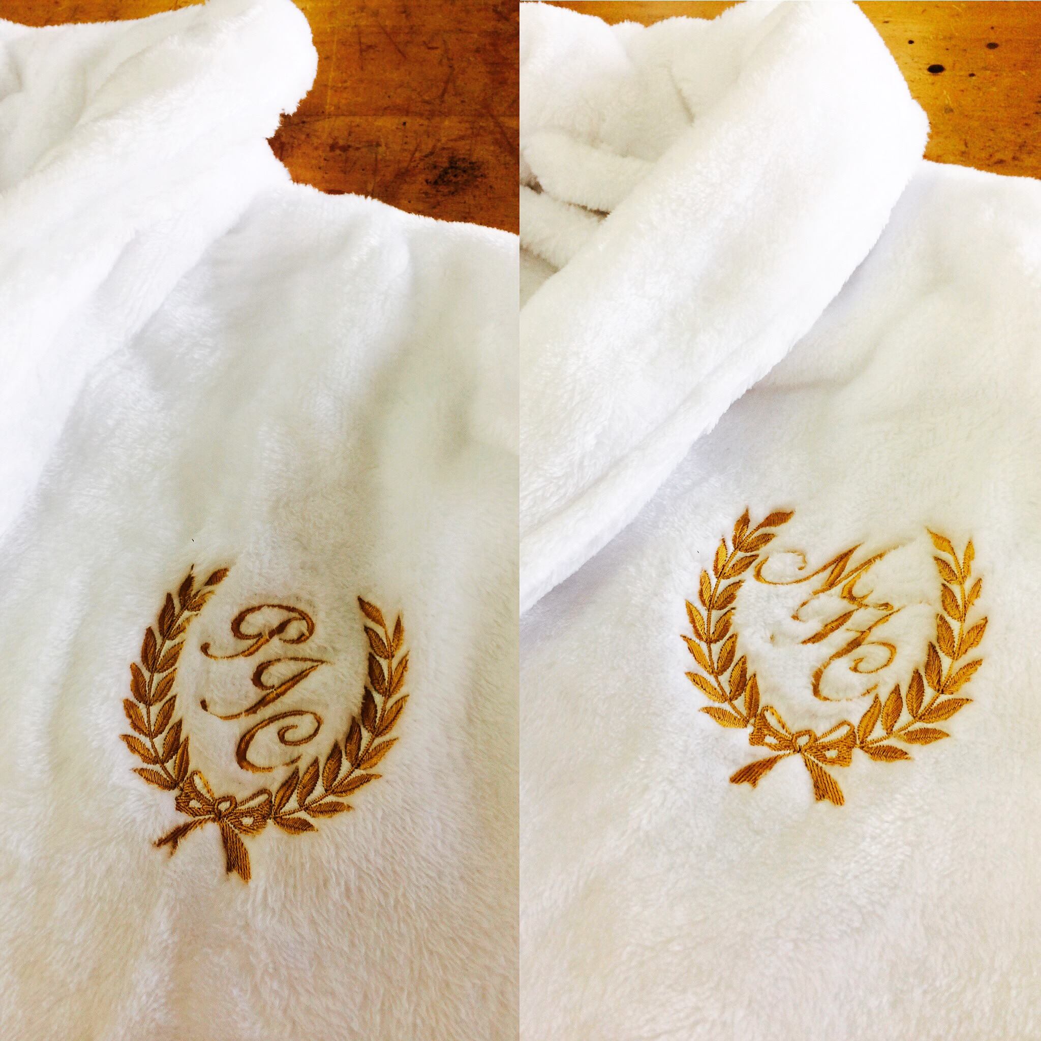 Gold embroidery fluffy robe