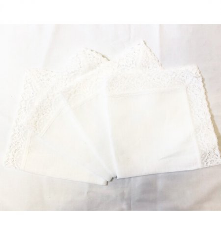 white handkerchief with lace trim
