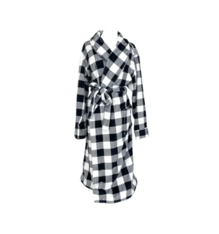 Black Bathrobe Gingham Mens